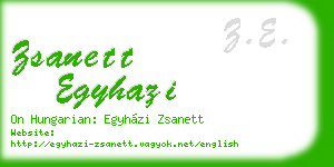 zsanett egyhazi business card